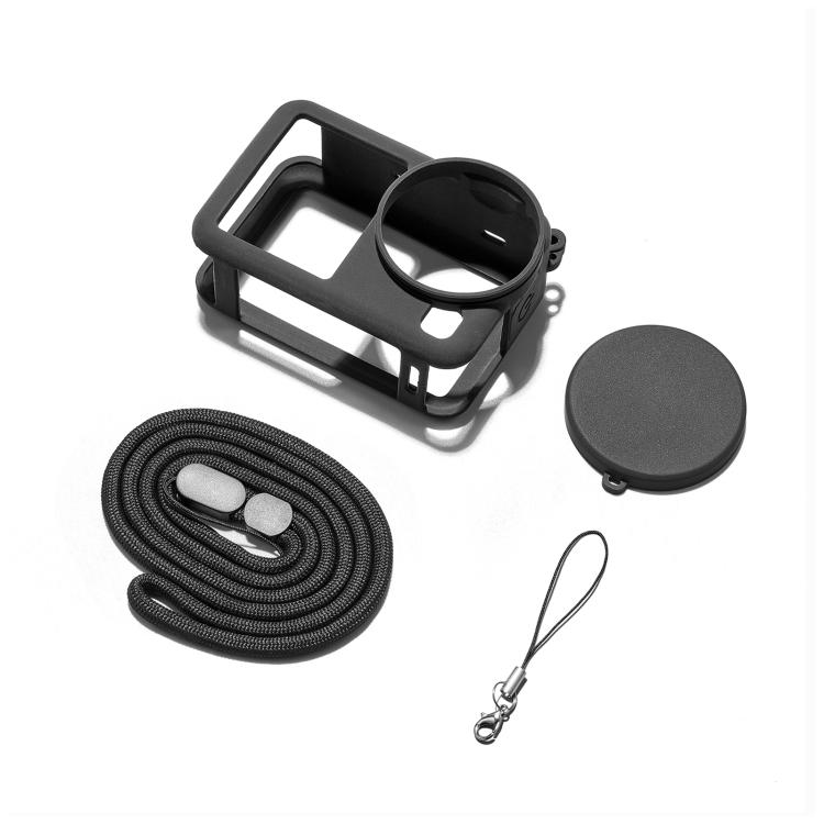 PULUZ Black Silicone Protective Cover with Wrist‑Strap & Lens‑Cap for DJI Osmo Action 6