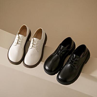 Настоящие женские туфли из мягкой кожи, весна и осень, новые маленькие кожаные туфли в британском стиле, универсальные туфли-лодочки на низком каблуке с круглым носком, на шнуровке для женщин
