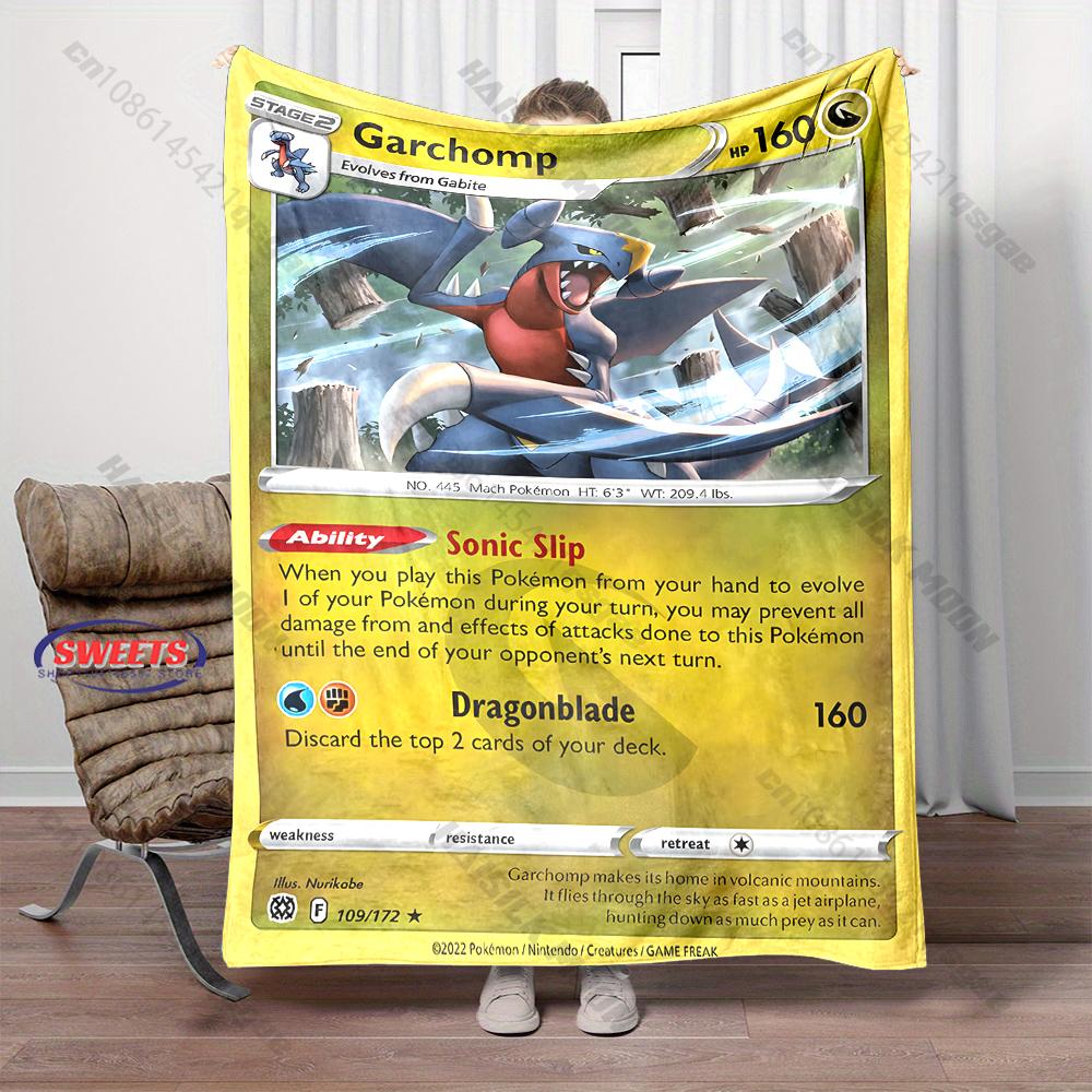 Free Shipping! Pokemon Garchomp Cards Print Blanket Warm Soft Comfortable Home Travel Sofa Bedding Cover Blanket Holiday Gift