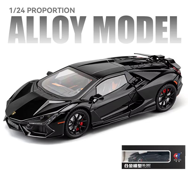 1:24 Lamborghini Revuelto Alloy Scale Car Model Die Литой металлический миниатюрный автомобиль Звук и свет Коллекция украшений Детская игрушечная машинка Подарок