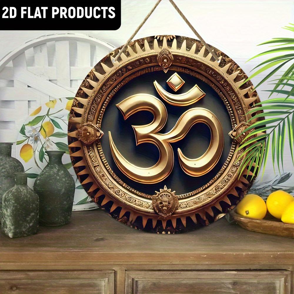 Деревянная настенная художественная табличка с символами - классическая эмблема мандалы, декоративный знак для дома, студии йоги, для двери, стены, дома, комнаты, фермерского дома, улицы, магазина
