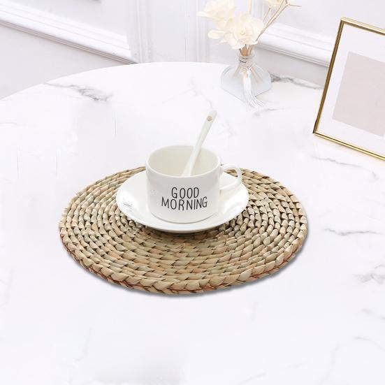 Подставка для столовых приборов, износостойкий коврик ручной работы из рогоза, трава, термостойкий настольный коврик для украшения дома