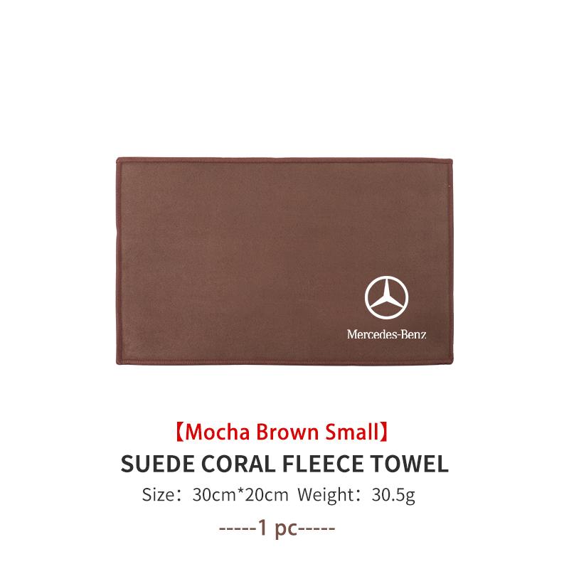 FFYE5 For Mercedes Benz Microfiber Car Cleaning Towel Suede Drying Cloth Auto Accessories AMG A B C E S G Class A180 CLK CLA GLE GLC