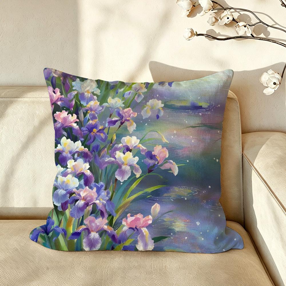Art ffashion IIris Cushion Cover Pillow Case Antidustmite Pillowcase Silky Short Plush Sofa Cushion Cover hot