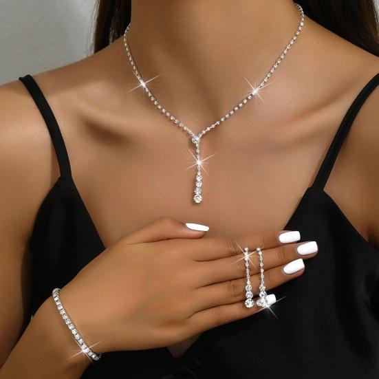 3 шт./компл. женский комплект ювелирных изделий, однорядные инкрустированные стразами ожерелья, серьги, браслеты, гипоаллергенные легкие украшения на Рождество для мам