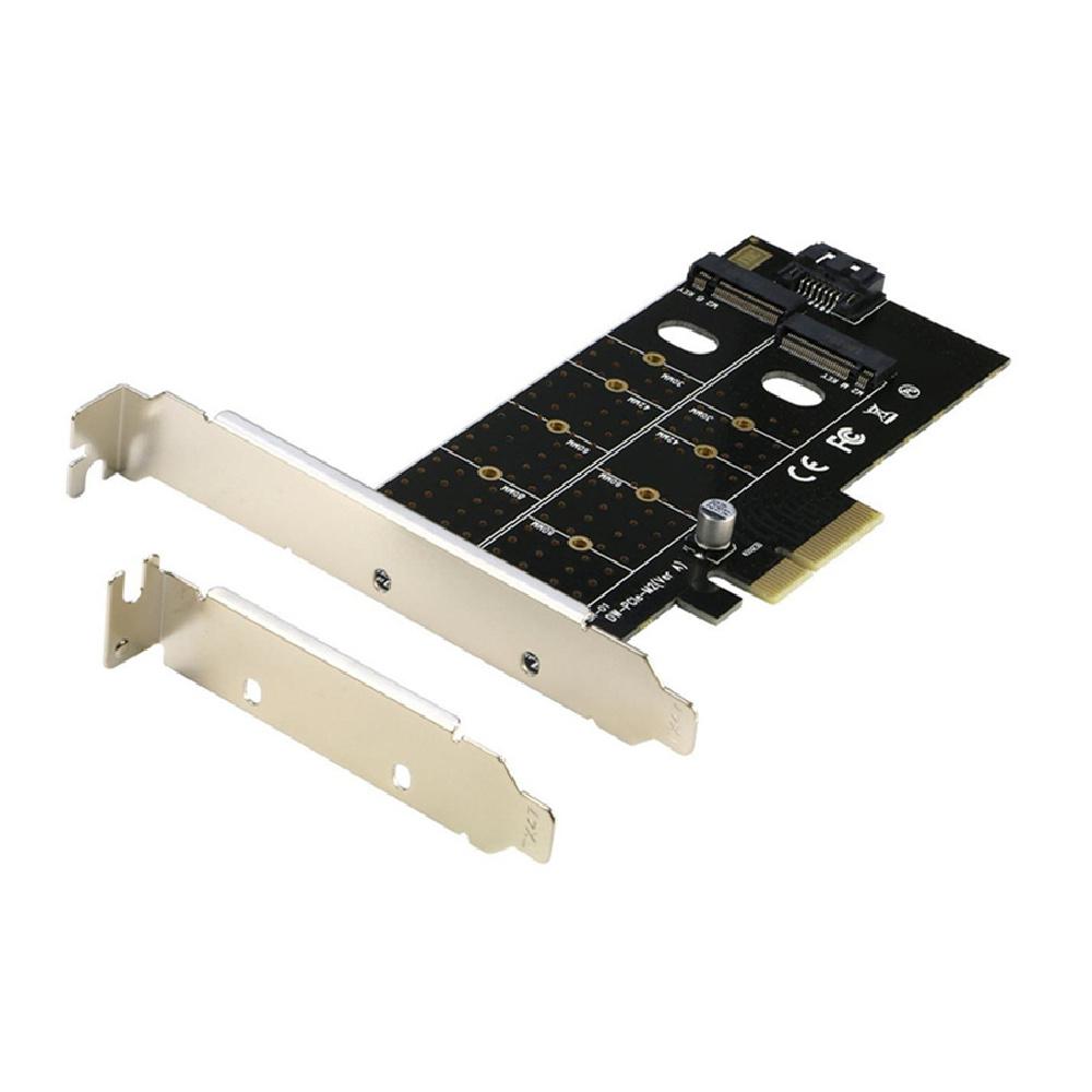 Dual M.2 to PCIe Adapter M.2 NVMe SSD to PCIe Adapter & NGFF (B+M Key) SSD to SATA Controller Expansion Card