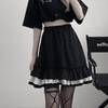 Short Skirt Dark Gothic Female Student A-line Pleated Skirt High Waist Skirt Lace