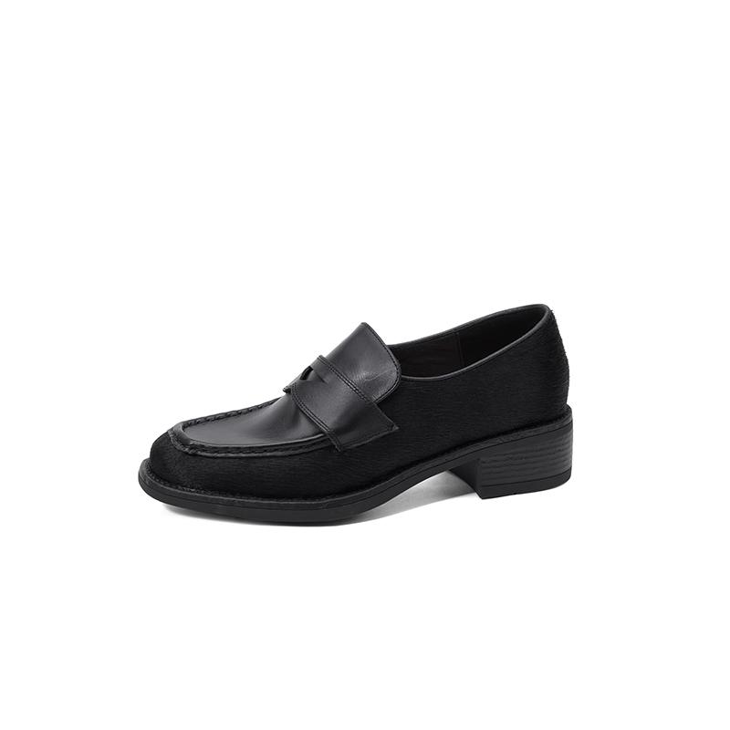 Модные новые весенне-осенние женские туфли из натуральной кожи с круглым носком, лоферы, женские туфли с модным леопардовым принтом, женские туфли на массивном каблуке