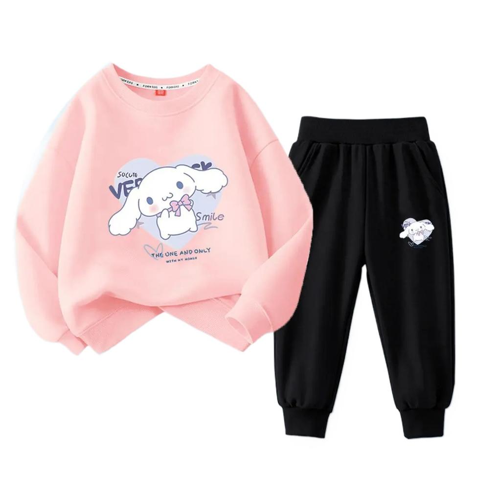 2025 Комплекты детской одежды, детский костюм с капюшоном Cinnamoroll, костюмы для мальчиков, детские костюмы, толстовки с круглым вырезом Kuromi, топы + брюки, комплект из 2 предметов