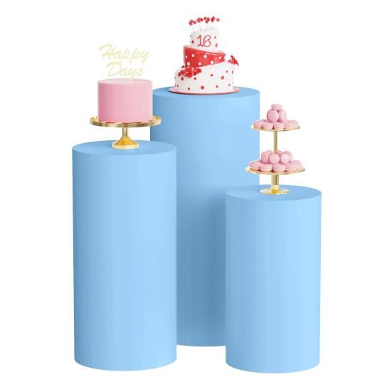 3 шт./компл. чехол для подставки под цилиндр из полиэстера, чехол для подставки под цилиндр, однотонный тканевый чехол для праздничного постамента, подставки под пьедестал, декора на день рождения и свадьбу