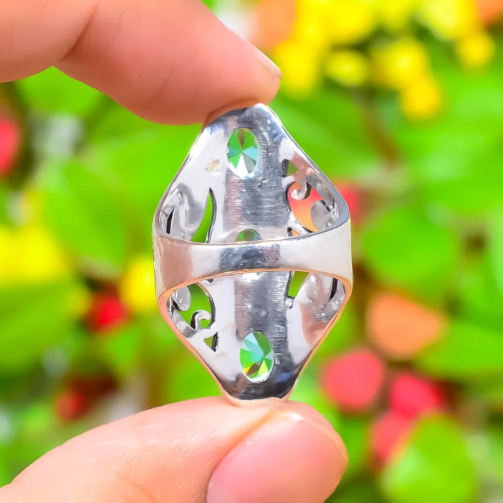 Swiss Blue Topaz Gemstone Handmade 925 Sterling Silver Gift Ring Size 8.5 P1l30