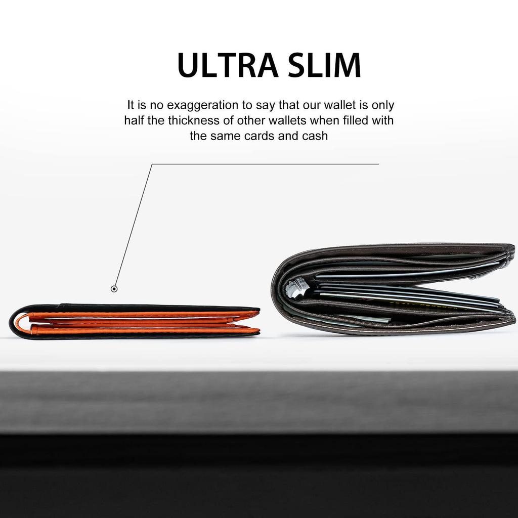 Мужской RFID противоугонный кошелек бифолд из кожи с карбоновым волокном