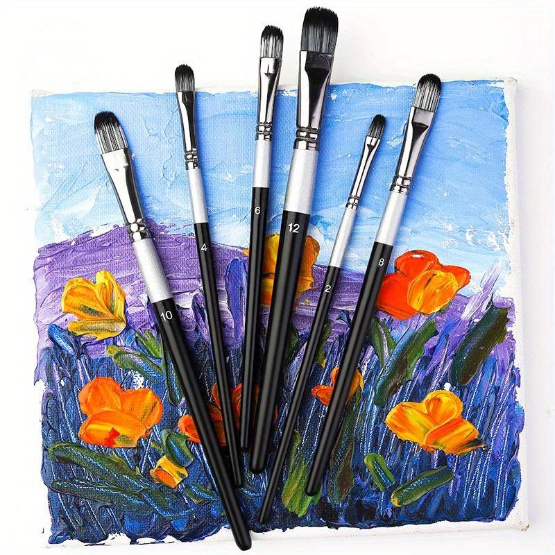 6pcs Nylon Hair Oil Painting Brush Set Watercolor Paint Brush Pen Set DIY Acrylic Oil Watercolor Artist Professional Painting Kit