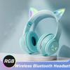 2024 New Cute Cat RGB Colour Lights Wireless Headphones Bluetooth 5.1 Stereo Music Gaming Headsets for Girls Kids Gift Headset with Microphone