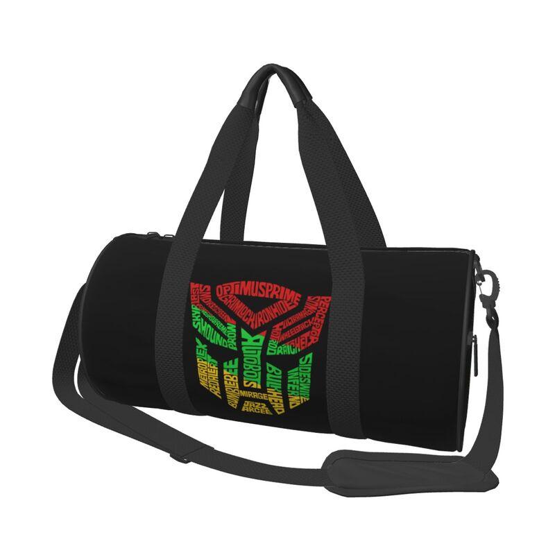 White Transformer Autobots Film Print Travel Duffel Bag Shoes Compartment for Men Women Foldable Lightweight Yoga Gym Sports Bag