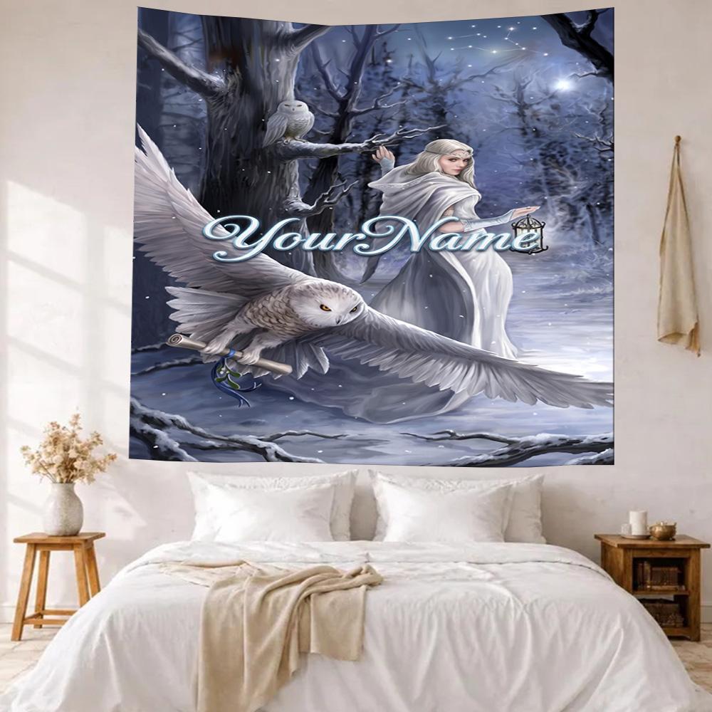 Gothic Illustrations Custom Your Name Wall Decor Tapestry Art For Pet Memorial Birthdaywedding Party Backdrop Family Gift