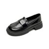 Thick-soled Women's Retro Spring One-footed Black Small Leather Shoes Soft-soled Single Shoes Women