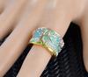 Newest Flower Tree Rings Fashion Gold Pink Opal Green Enamel Wide Ring For Woman Party Crystal Vintage Jewelry