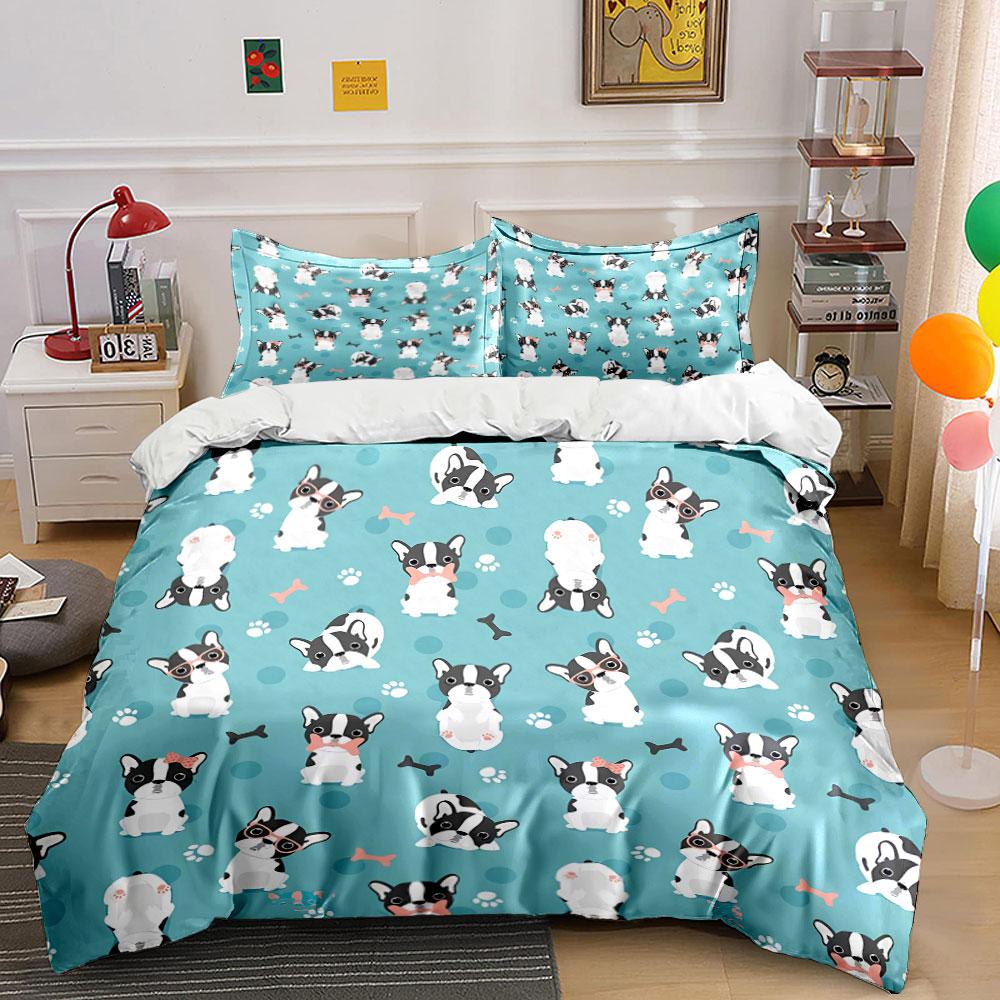 French Bulldog Pattern Print Bedding Duvet Cover Set Duvet Cover Pillowcases (1*Duvet Cover 2*Pillowcases, without duvet insert)