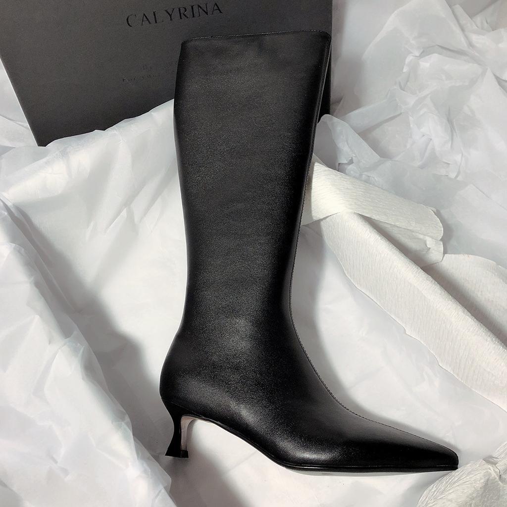 2024 заостренные, но до колена сапоги рыцарь корейская версия тонкий каблук темперамент высокие сапоги с боковой молнией