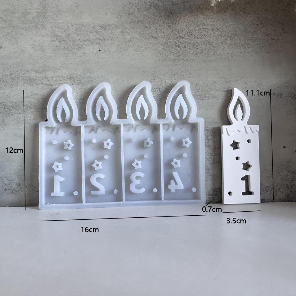 1,2,3,4 Number Candle Ambient Light Silicone Mold Christmas Advent Plaster Drip Molds