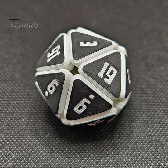 Squishable D20 Fidget Dice Portable Travel 3D Printed Dice Sensory Toy Multi-sides Gaming Dice Prop Adults Family Night Party Board Game Prop