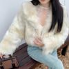 Autumn Winter Y2K Faux Fur Short Coat for Women Turn-down Collar Fur Outerwear Ladies Casual Slim Long Sleeve Jacket