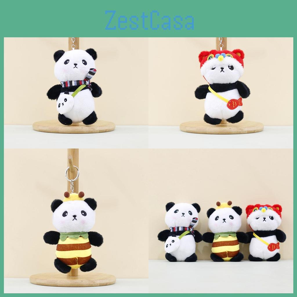 Charming Bee Panda Plush Keychain Adorable Panda Stuffed Toy Bag Pendant