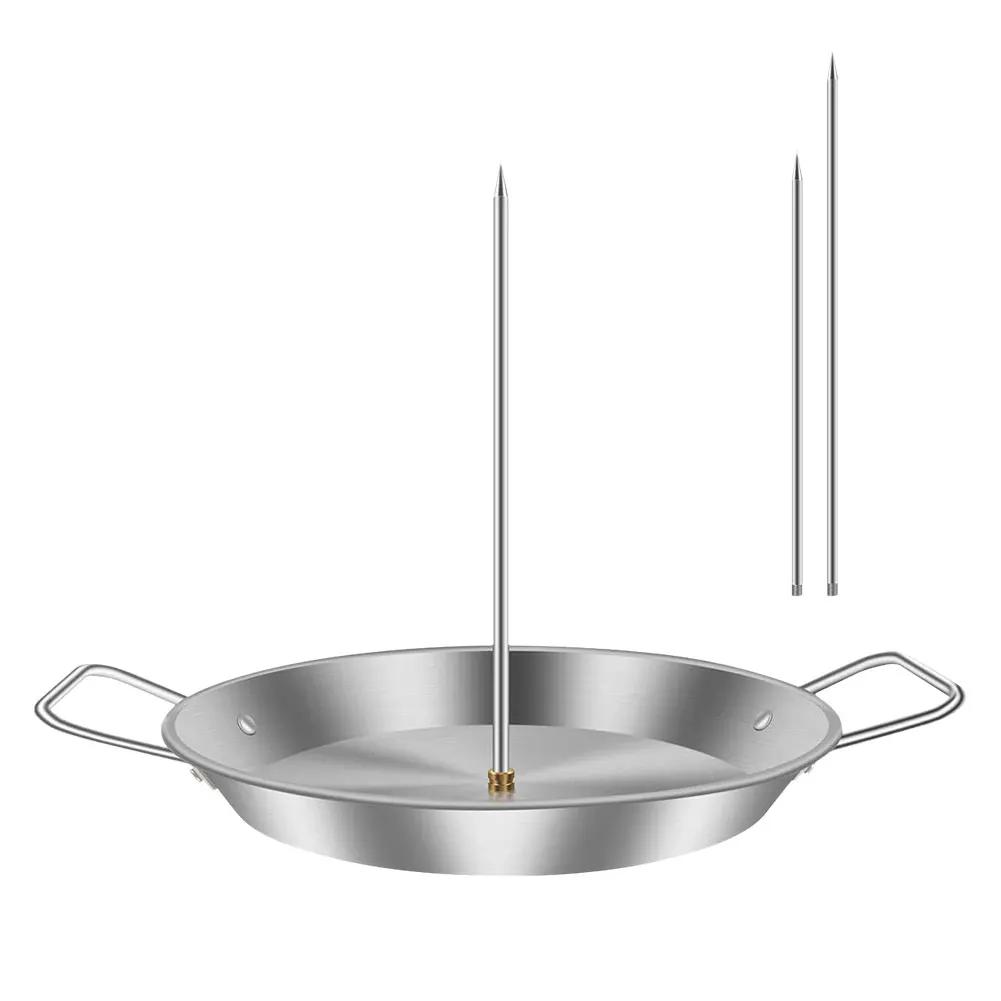 Stainless Steel Chicken Rack for Steak Beer Metal Vertical Meat Skewer Grill Replacement Spikes with Handle Smoker Accessories