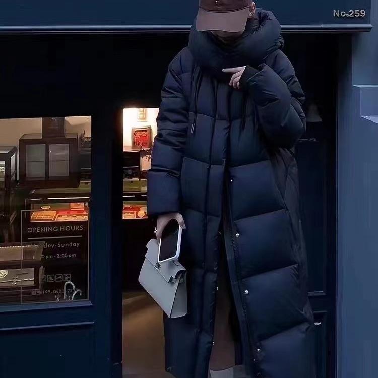 Высококачественная женская куртка-пуховик длиной до колена с утолщенным белым утиным пухом Pinghu, куртка-пуховик прилив