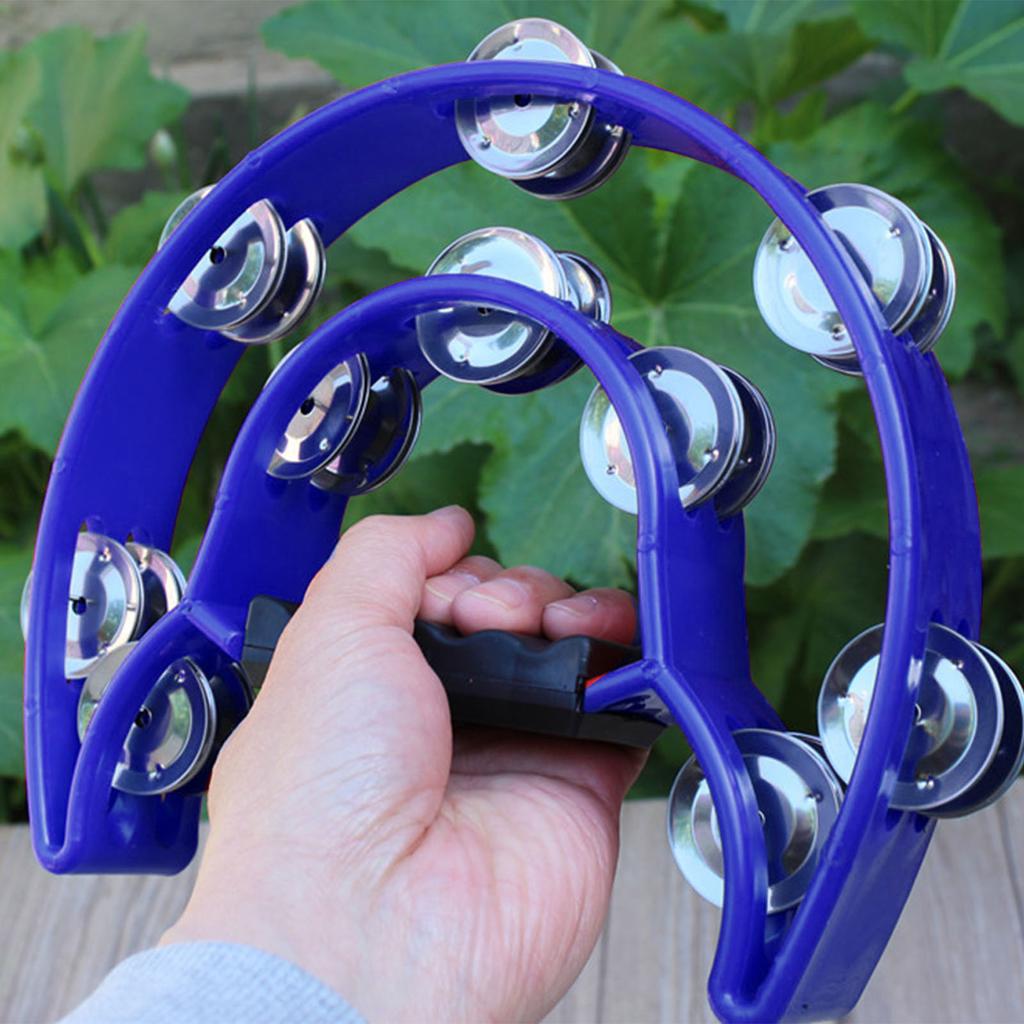 Hand Tambourine Bell Big Size Double Row Metal Jingles Percussion Instrument Bell Tambourine for Bar Entertainment Dark