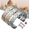 Solid Stainless Steel Strap 12/14/16/18/19/20/21/22mm Butterfly Buckle Polished Men Women 7 Pointer Metal Replace Watch Band