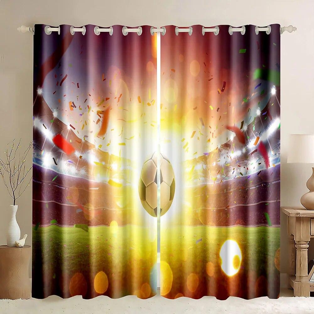 Футбольная серия, оконные шторы с узором, спортивная тема, тонкие шторы, портьеры для гостиной, спальни, детской комнаты для мальчиков, домашний декор 2023