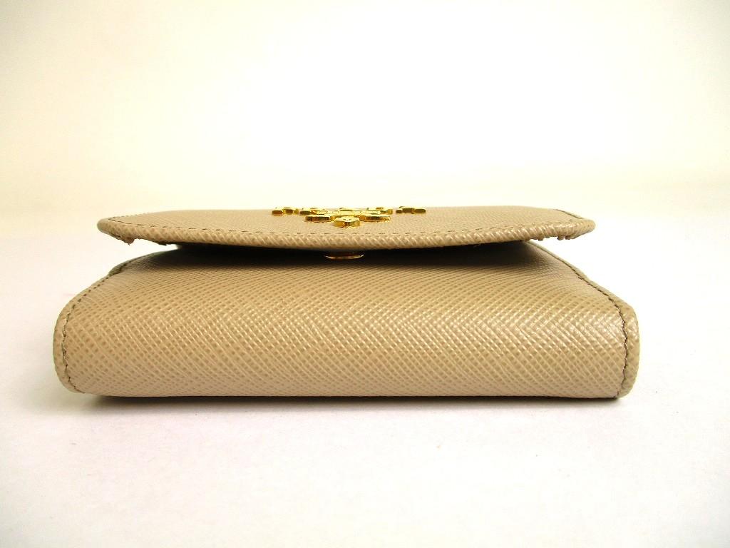 Authentic PRADA Sand Saffiano Leather Multicolor Trifold Wallet Compact Wallet #a876  Refurbished
