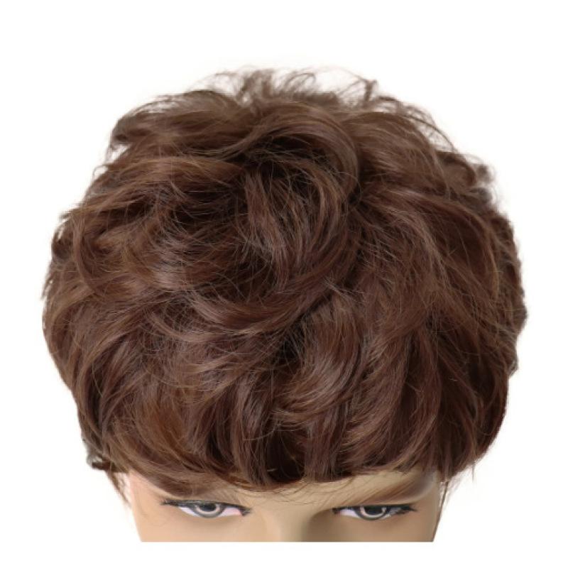 Синтетический мужской вьющийся парик, короткие каштановые волосы с челкой, мужская натуральная прическа, косплей, костюм для повседневного использования, парики из термостойкого волокна