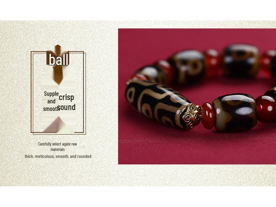 Тибетский агат Дзи браслет с трехглазыми и девятиглазыми бусинами - Унисекс тибетские украшения