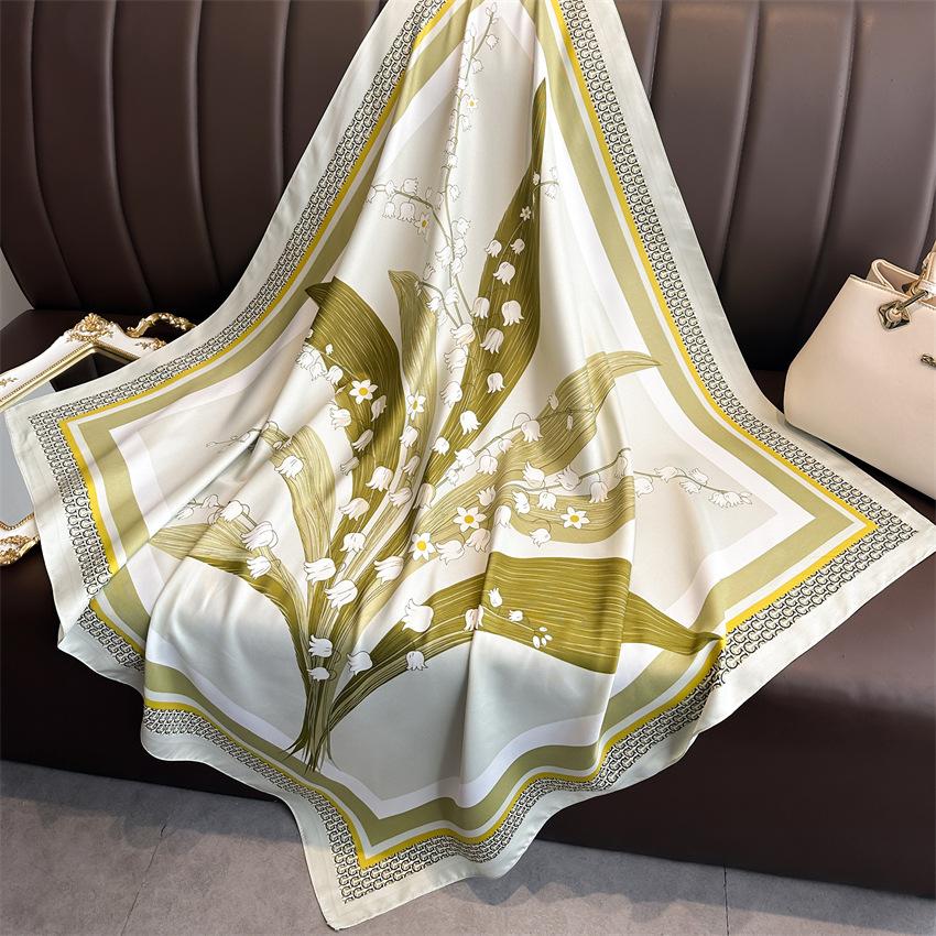 90 * 90cm New Twill Silk Simple Sun Protection Warm Large Square Scarf Shawl Headscarf For Women