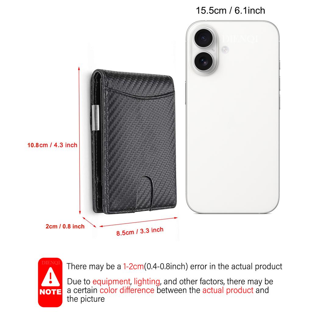 Минималистичные кошельки Картхолдер PU Многофункциональный карткейс Микрофибра Износостойкий RFID Защита от считывания Карбоновое волокно Зажим для карт