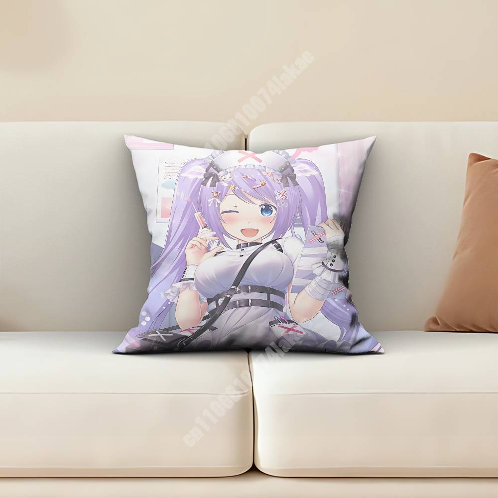 Blue Archive Asagao Hanae Pillow Cover Sofa Couch Cushion Case Home Living Room Decoration