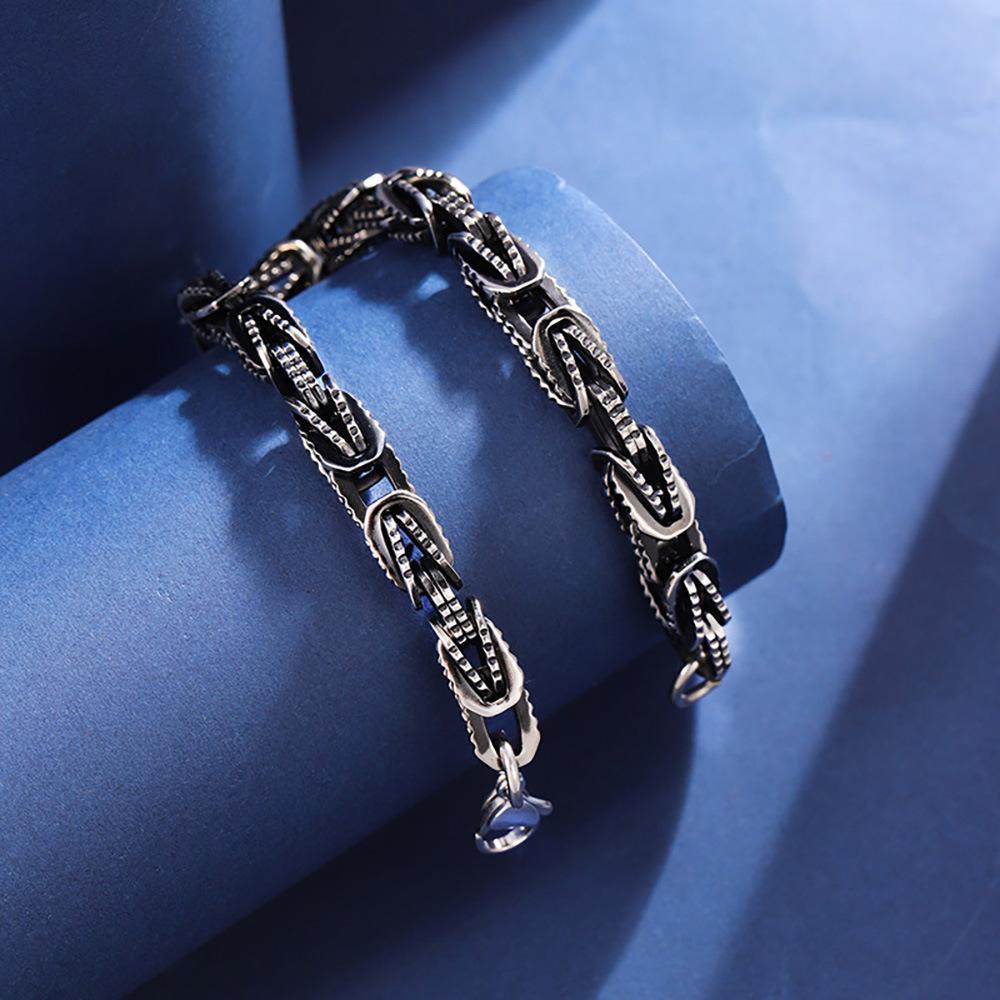 Новый высококачественный персонализированный нишевый браслет диаметром 8 мм из титановой стали в винтажном стиле в стиле хэви-метал