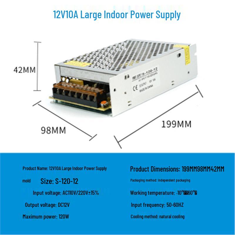 220V to 24V/12V/5V DC LED Power Supply Transformer for LED Strips, 2A/5A/10A/15A/20A