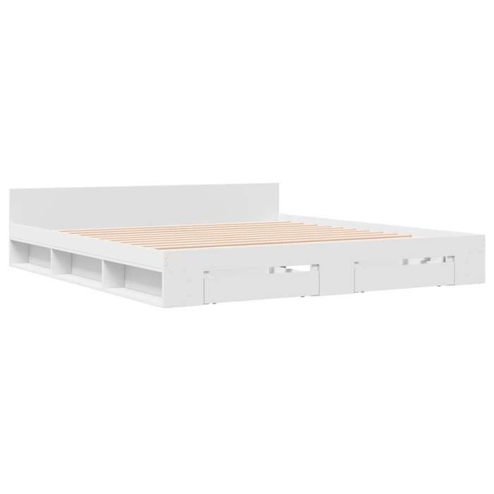 VidaXL Cadre de lit avec tiroirs blanc 200x200 cm bois d'ingénierie, lit, lit de rangement, cadre de lit double, lit double 3280720