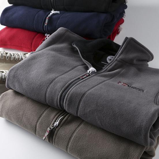 Мужская зимняя флисовая куртка с карманом и длинным рукавом, воротником-стойкой на молнии, толстое теплое удерживающее тепло уличное пальто