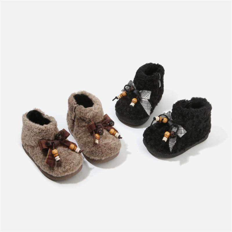 Winter Baby Boots Warm Plush Butterfly-knot Girls Princess Shoes Kids Ankle Boots Toddler Baby Shoes EU 16-26