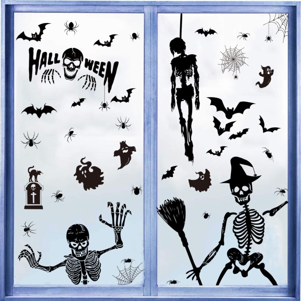 Non-Toxic Pvc Halloween Party Decor, Double Sided Halloween Stickers, 98 Decals For Cartoon Style & 56 Decals For Skeleton Style, Easy To Remove Witho