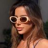 Small Oval White Sunglasses Women Simple Retro Vintage Designer Round Sun Glasses Classic Summer Shades Trendy Popular Eyewear