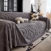 Thicken Tuffed Fleece Geometric Lines Jacquard Warm Sofa Towel Universal Fluffy Blanket for Living Room Couch Bedding Room