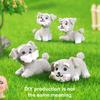 4 Pcs Miniature Puppy Figurines Mini Schnauzer Ornament Car Dashboard Decor Resin Dog Statue for Fairy Garden Bonsai Office Desk