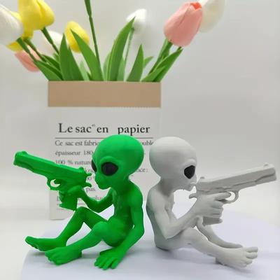 3D-печать уникальных и интересных статуэток инопланетян, декоративных фигурок инопланетян с оружием, украшений для вечеринок в космической тематике