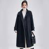 Fengxun Женское Премиальное Двустороннее Пальто из 100% Шерсти со Стойкой